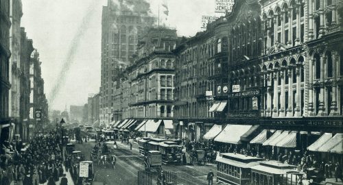 State Street a large street in Chicago, Illinois, USA and its south suburbs. Its intersection with Madison Street has marked the base point for Chicago's address system since 1909